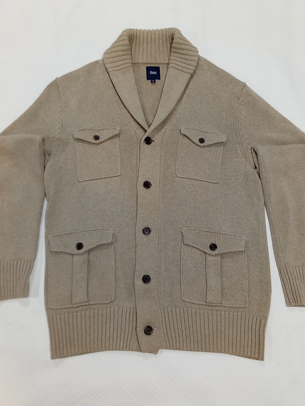 GAP Men’s Shawl Collar Cardigan XL 100% Cotton Heavy Knit Grandpacore